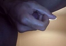 blonde gives handjob to big black cock during masturbation