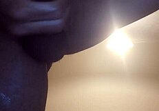 blonde gives handjob to big black cock during masturbation