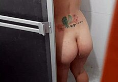 Homemade spying on teen stepsister's big ass while showering.