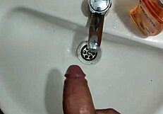 Wow! Young Guy with Good Cock Masturbates Hard in a Restaurant Bathroom!