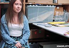 Abby Adams bent over for police officer's cock at work?