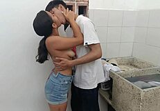 I went to my neighbor's house to ask his wife for a favor, but saw her washing clothes in a thong, and she was so horny because her husband wouldn't fuck her.