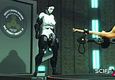 exploring sci-fi lab adventures with a futanari android and young hottie