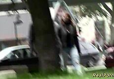 german stepmom enjoys a casual outdoor pickup adventure