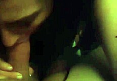 Petite teen brunette sucks big cock with deepthroat and ass play.