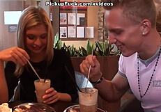 blonde in stockings getting fucked hard in the toilet