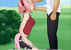 Sakura Haruno hentai naruto gamer review scenes particularly features on deepthroat skills