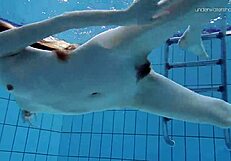 Russian teen Anna Netrebko strips bikini by pool, showing tight pussy and small tits