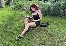 busty redhead gives review in pov