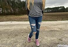 Busty hitchhiker bent over for a ride fuck