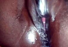 The ebony babe has some fun in the hotel room