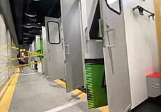 The girl works out a purchase in the locker room with her couple