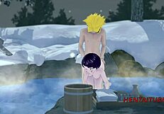 Denki fucks Jiro in hotspring from Boku no Hero Academia hentai 3D