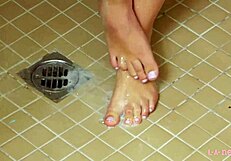 Adorably charming golden-haired blonde indulged in a steamy caress