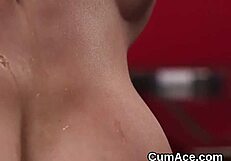 Foxy Babe Gets Sperm Load on Her Face Eating All the Juice!