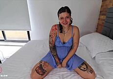 Latina Tattooed Babe Blows Big Black Cock For Facial