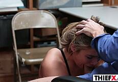 Teen 18+ Burglar Punished With Blowjob In Garage