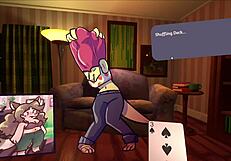 i play poker with 2 chicks, furry stripp