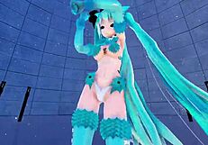 Cat fate cosplay miku in 3d vr music night.