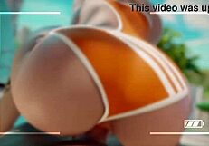 Overwatch Tracer Rides Cock Cowgirl Style at Public Beach, Creampie.
