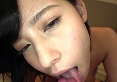 Amazing Tongue Skills in Blowjob by Cheating G-Cup Asian Girl for Raw Sex