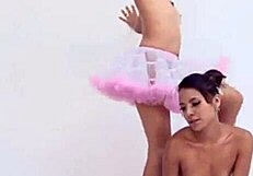Topless Flexible Brunette Ballerina Lorie Teases With Masturbation And Pussy