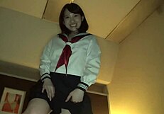 completely subjective uniform jk flaunts panties during intense handjob