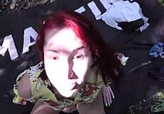 Park Walk Leads to Cum Swallow!