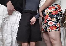 She had 6 orgasms under the skirt in wild kitchen action