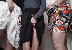 She had 6 orgasms under the skirt in wild kitchen action