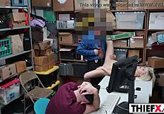 hot teen 18+ thief punished with big cock blowjob at garage