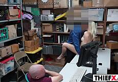 hot teen 18+ thief punished with big cock blowjob at garage