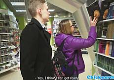 Glasses-wearing student babe gets pounded intensely in doggystyle, missionary, and cowgirl positions.