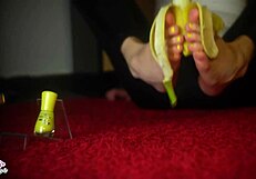 feet me jelisa rose teases with a banana yellow submarine footjob