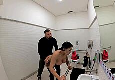 girl cosplay of jade celebrates halloween in bathroom