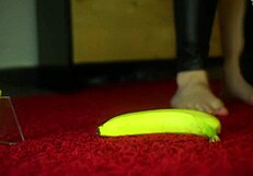 feet me jelisa rose teases with a banana yellow submarine footjob