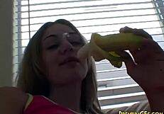 blonde amber teases with her sexy body during a steamy backstage photoshoot