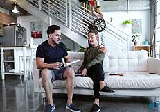 Sloan Harper does homework with stepson