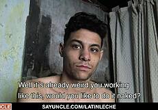 The muscular young man named Danny helps on constructions and shoots a hot porno trailer of Latin passion blowjob