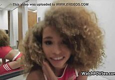 Lesbian Amateurs Use Doublehead Dildo for Pussy Fucking in Public Restroom POV