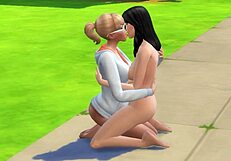 Lesbian Babes Get Nasty with Kissing on Public Street