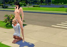 Lesbian Babes Get Nasty with Kissing on Public Street