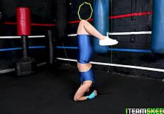 hot brunette teen in oil craves deepthroat blowjob