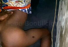 Ebony Petite Girl Bent Over for Doggystyle Fucking and Creampie