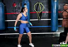 hot brunette teen in oil craves deepthroat blowjob