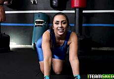 hot brunette teen in oil craves deepthroat blowjob