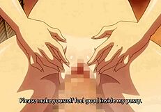 Anime hottie with big tits gets cumshot on ass.