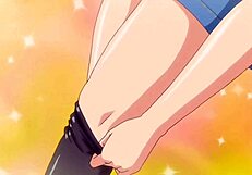 Anime hottie with big tits gets cumshot on ass.