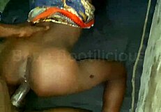 Ebony Petite Girl Bent Over for Doggystyle Fucking and Creampie