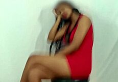 I saw this big tits model posin' in a sexy red dress